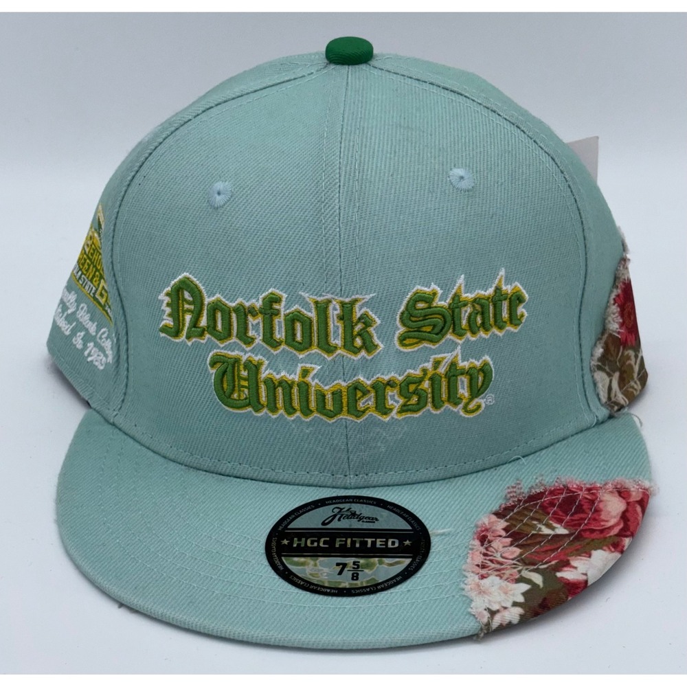 Headgear Classics Norfolk State University HBCU Fitted Hat Floral Blue 7 5/8
